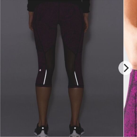 Lululemon Outrun Crop Purple Mesh Paisley Print - Picture 12 of 12
